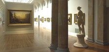 Statues and paintings in the Yale British Art Museum.