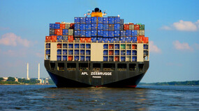 full container ship on the water