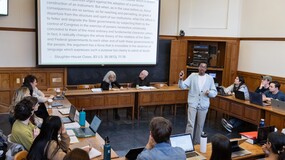 Student presents during “Democratic Constitutionalism” course